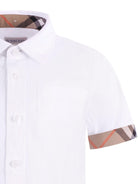 Polo per bambino Burberry Kids bianca con colletto a punta 8117167 A1464 BURBERRY KIDS 