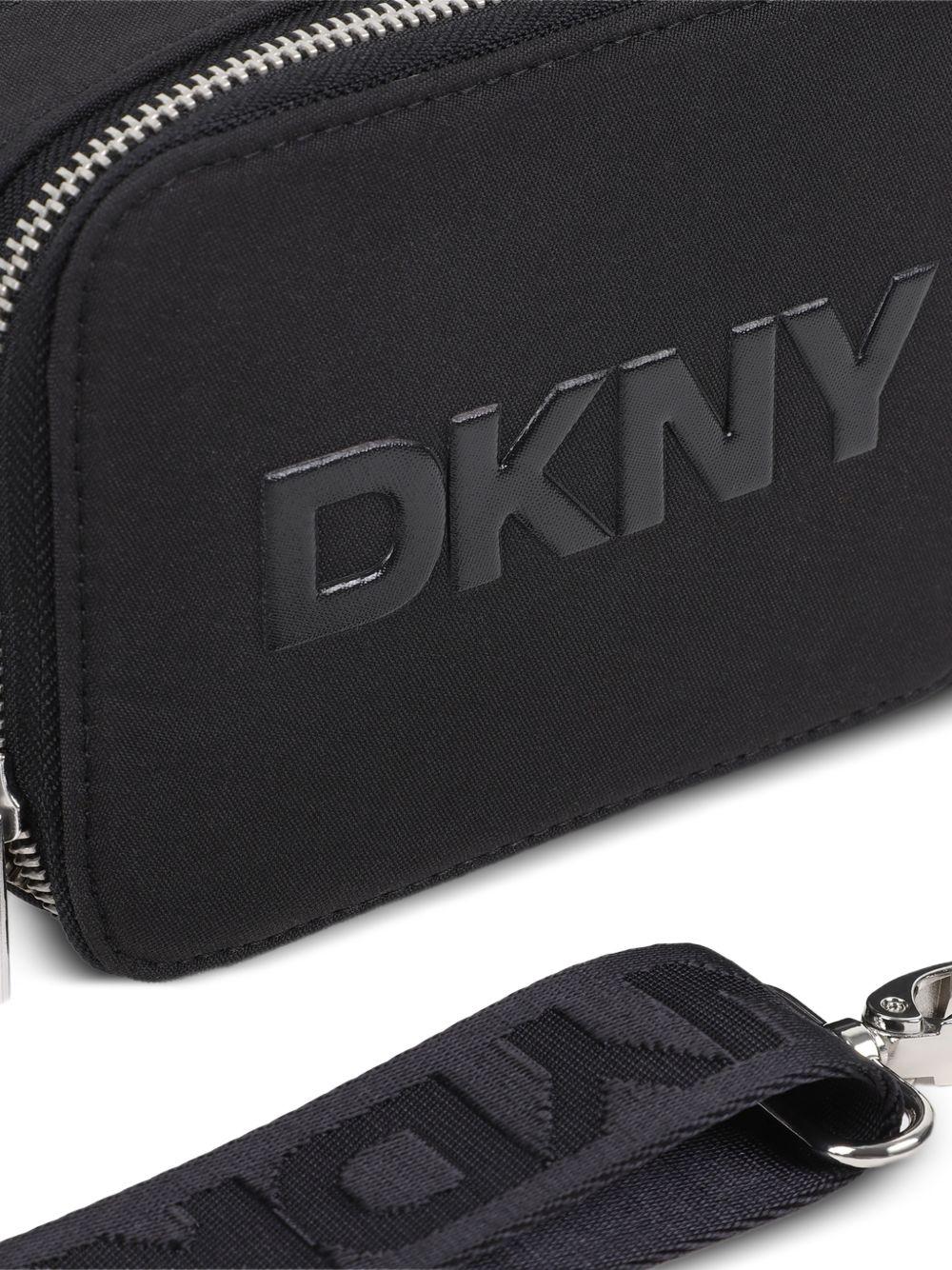 Borsa a spalla per bambina Dkny Kids nera con logo goffrato D62638 09B DKNY KIDS 