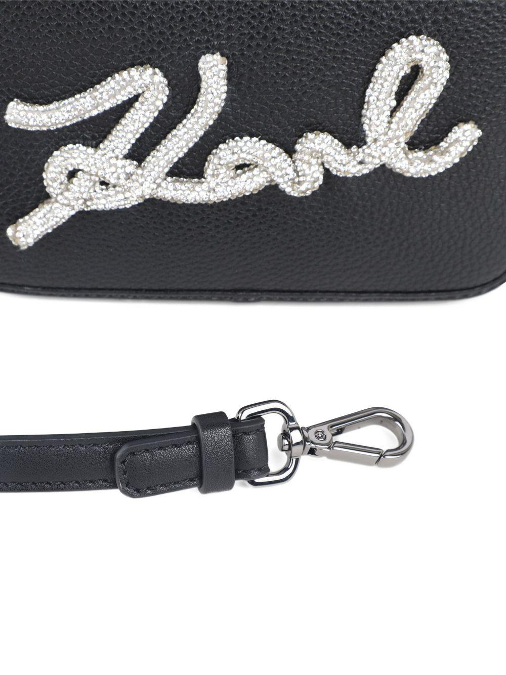 Borsa a spalla per bambina Karl Lagerfeld Kids nera con strass Z31022 09B KARL LAGERFELD KIDS 