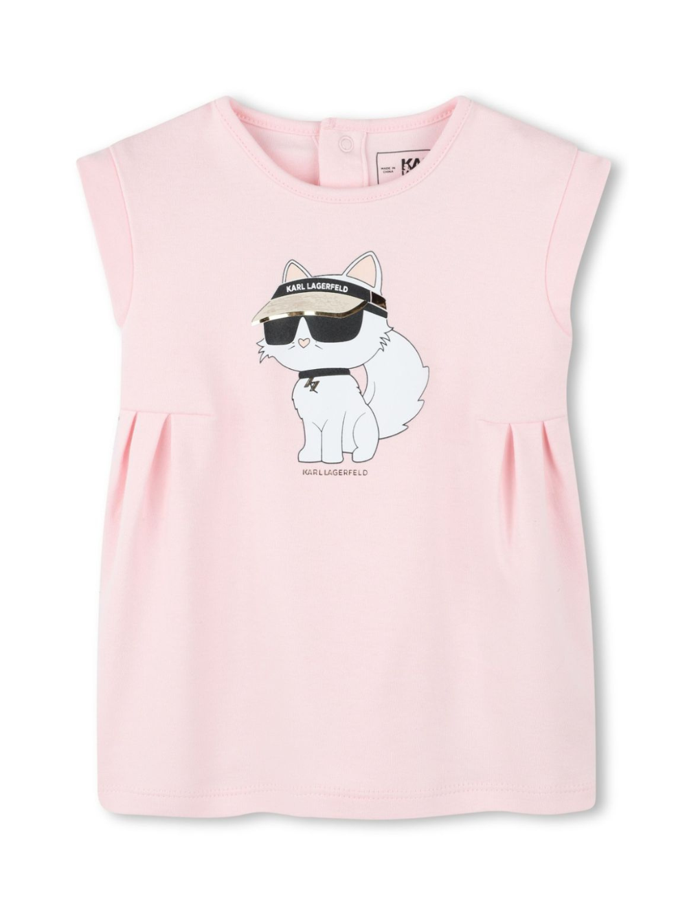 Abito con stampa Choupette per bambina Karl Lagerfeld Kids rosa con orlo dritto Z30510 475 KARL LAGERFELD KIDS 