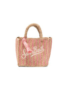 Borsa Vanity Mini MC2 Saint Barth beige e rosa con motivo a righe VAMI004 02522L MC2 ST. BARTH KIDS 