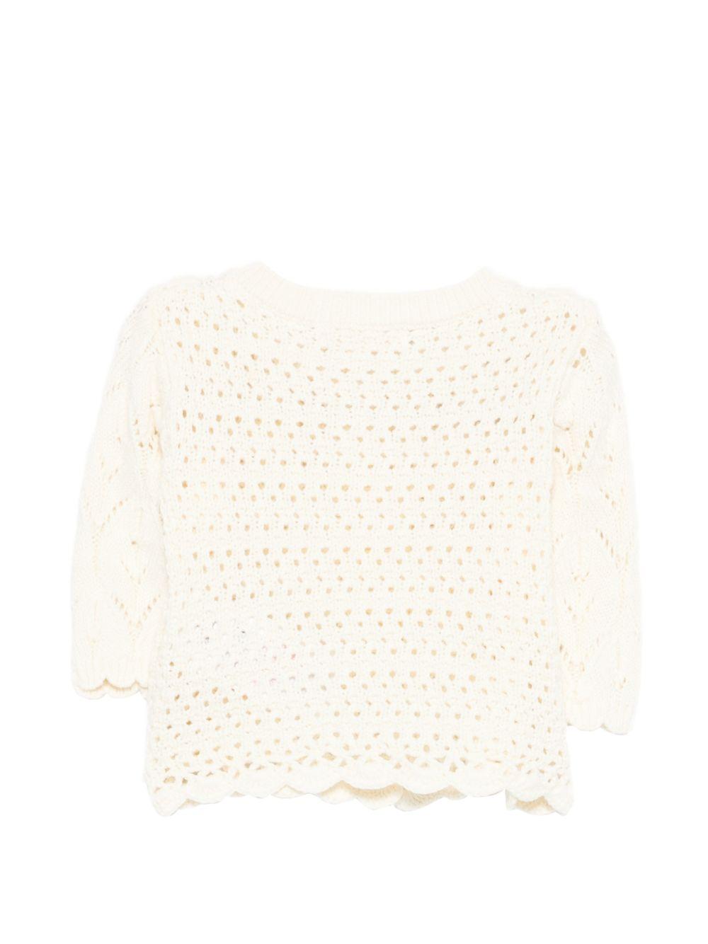 Cardigan Chai per neonata Louise Misha bianco con trama ricamata FRC-S26-C0150 CREAM LOUISE MISHA 