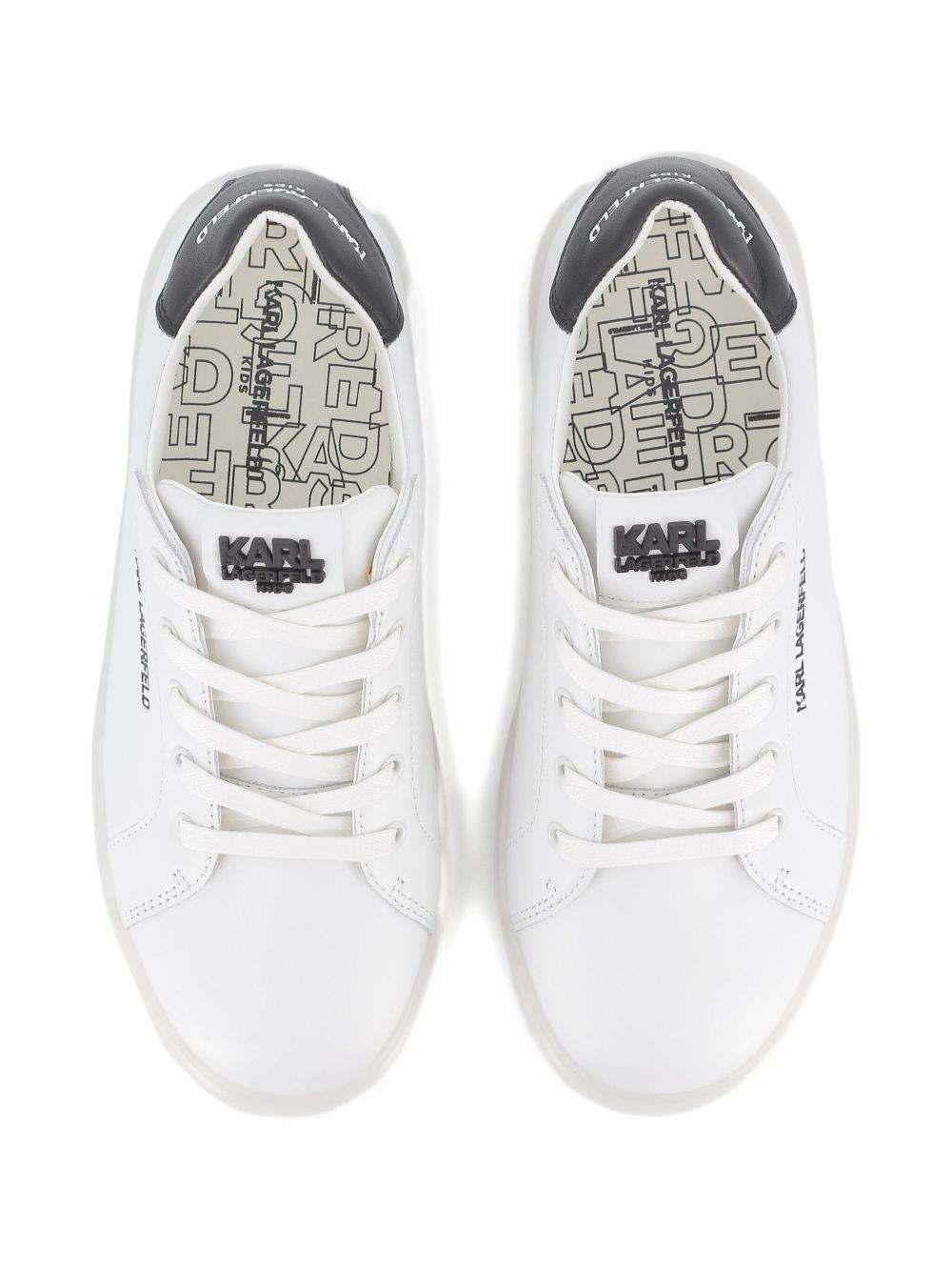 Sneakers in pelle per bambino Karl Lagerfeld Kids bianche con lacci e dettaglio con logo Z30990 10P KARL LAGERFELD KIDS 