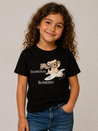 T-shirt per bambini Burberry Kids nera con motivo Shanghai Bear 8127199 A1189 BURBERRY KIDS 