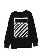Felpa per bambino Off-White Kids nera con logo sul davanti 44BBA001S26F008 001 OFF WHITE KIDS 