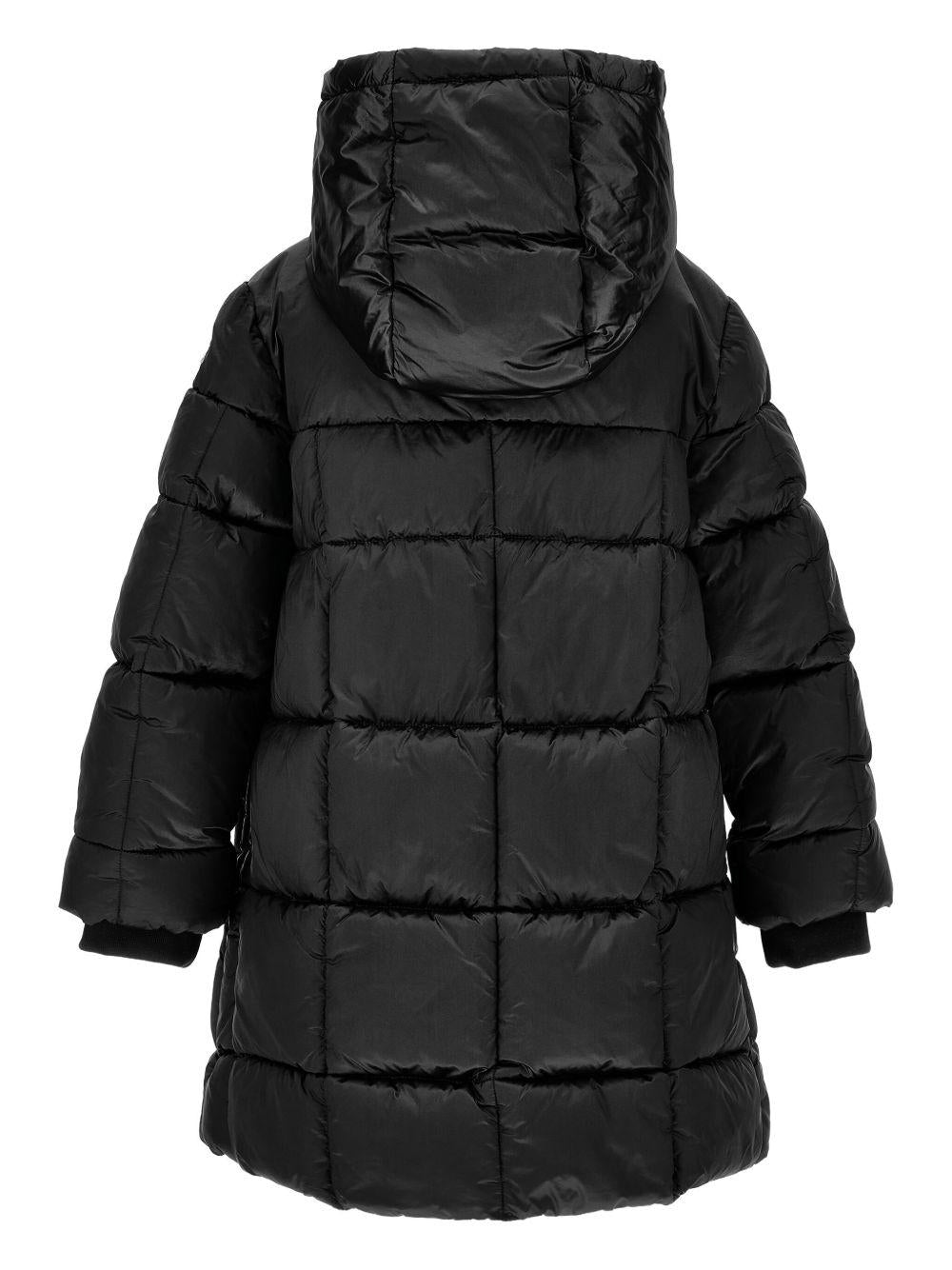 Piumino trapuntato per bambina Monnalisa nero con cappuccio 17F105 6021 0050 MONNALISA 