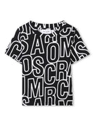 T-shirt con logo all-over per bambina Marc Jacobs Kids nero con design crop W60462 09B THE MARC JACOBS KIDS 