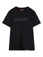 T-shirt per bambino Hugo Kids nero con logo sul davanti G01014 09B Hugo KIDS 