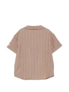 Camicia per bambino Donsje marrone con logo ricamato sul davanti 4112200 S0027 DONSJE KIDS 