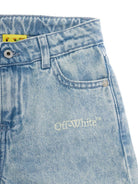 Shorts per bambina Off-White Kids azzurri con dettaglio logo 44GYC004S26D001 452 OFF WHITE KIDS 