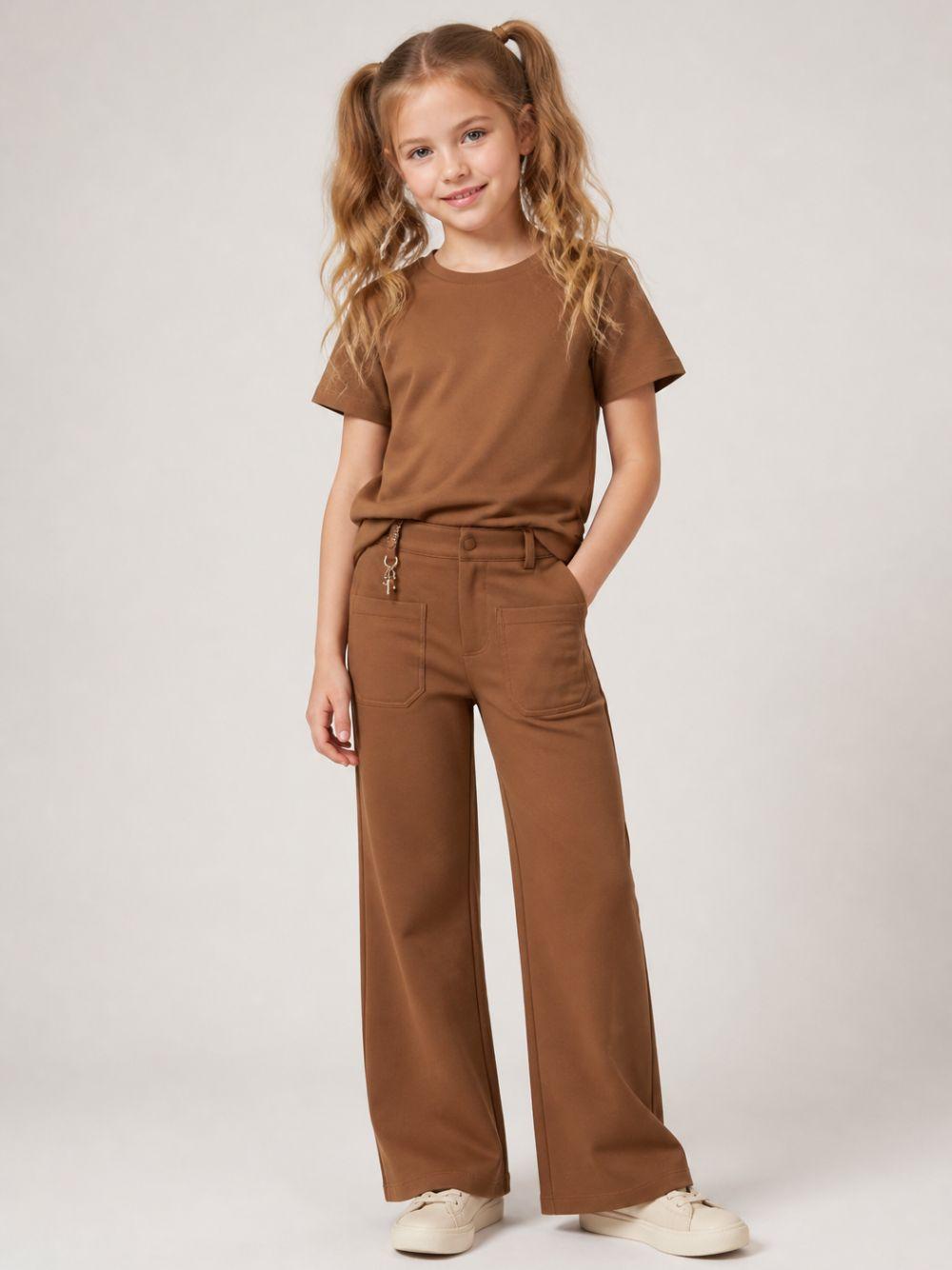 Pantaloni per bambina Chloé Kids marrone con dettaglio lucchetto C21264 31F CHLOE' KIDS 