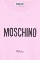 Felpa per bambino Moschino Kids rosa con logo sul davanti HUF09NLCA32 51473 MOSCHINO KIDS 