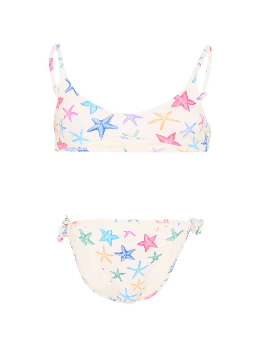 Bikini per bambina MC2 Saint Barth Kids beige con stampa a stella marina PALO002 00578L MC2 ST. BARTH KIDS 
