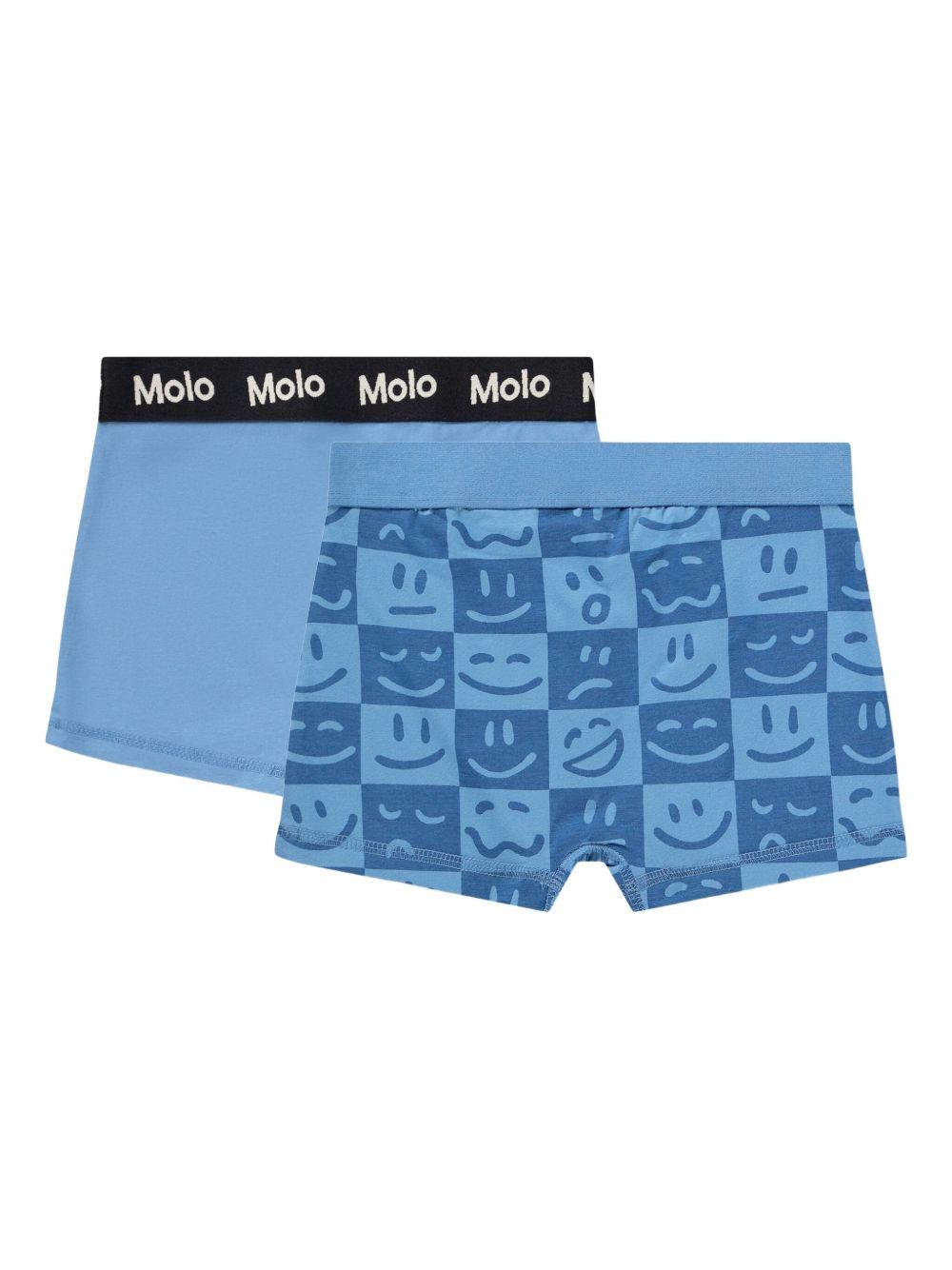 Set di due Boxer Justin per bambino Molo azzurro con stampa smiley 1S26Q201 9749 MOLO KIDS 