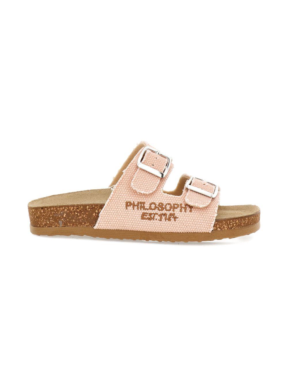 Ciabatte per bambina Philosophy di Lorenzo Serafini Kids rosa dettaglio logo sui lati I8G007 7717 0090 PHILOSOPHY KIDS 