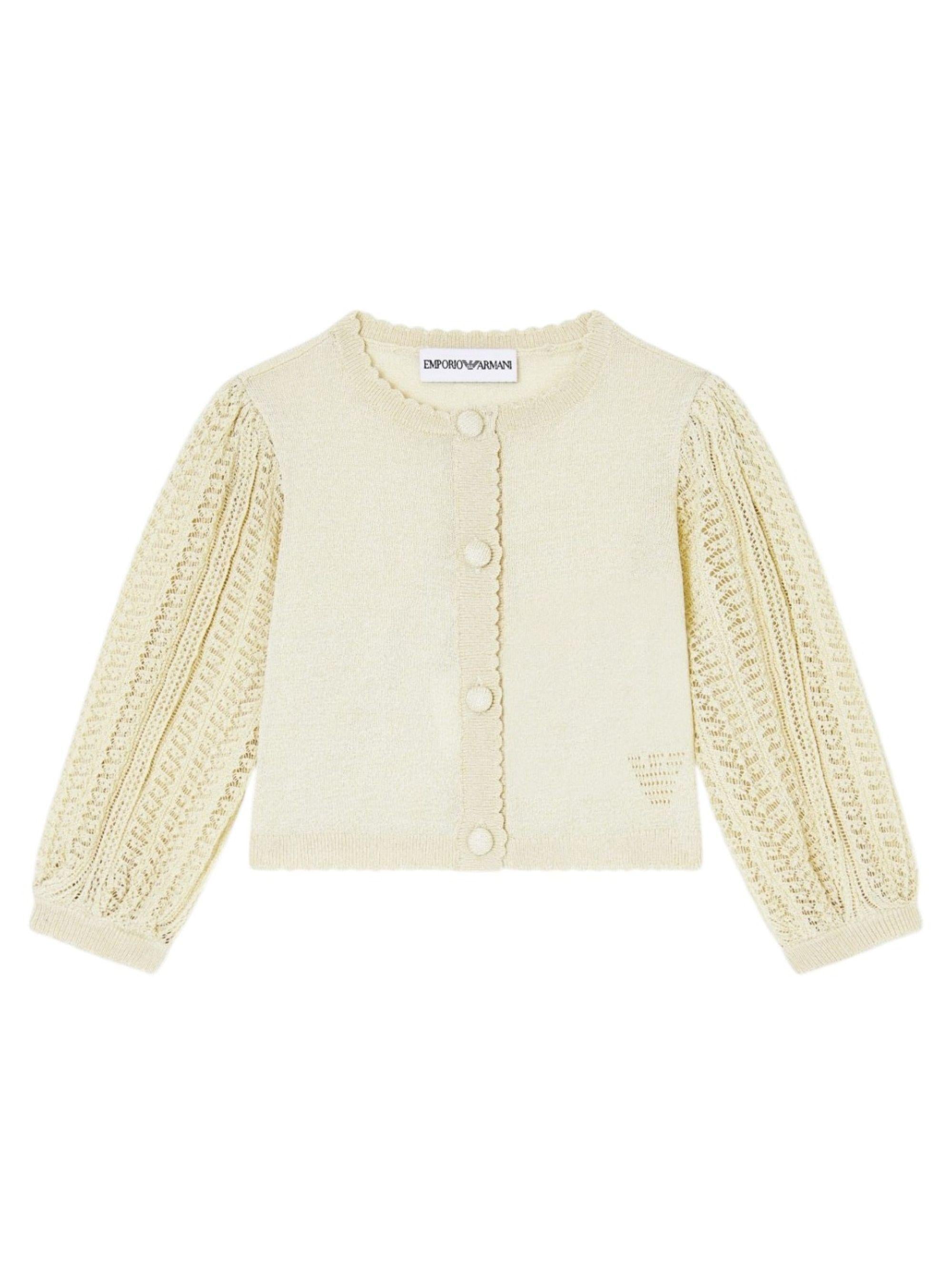 Cardigan per neonata Emporio Armani Kids beige con trama lavorata a maglia EG000780 AF22791 U0007 EMPORIO ARMANI KIDS 