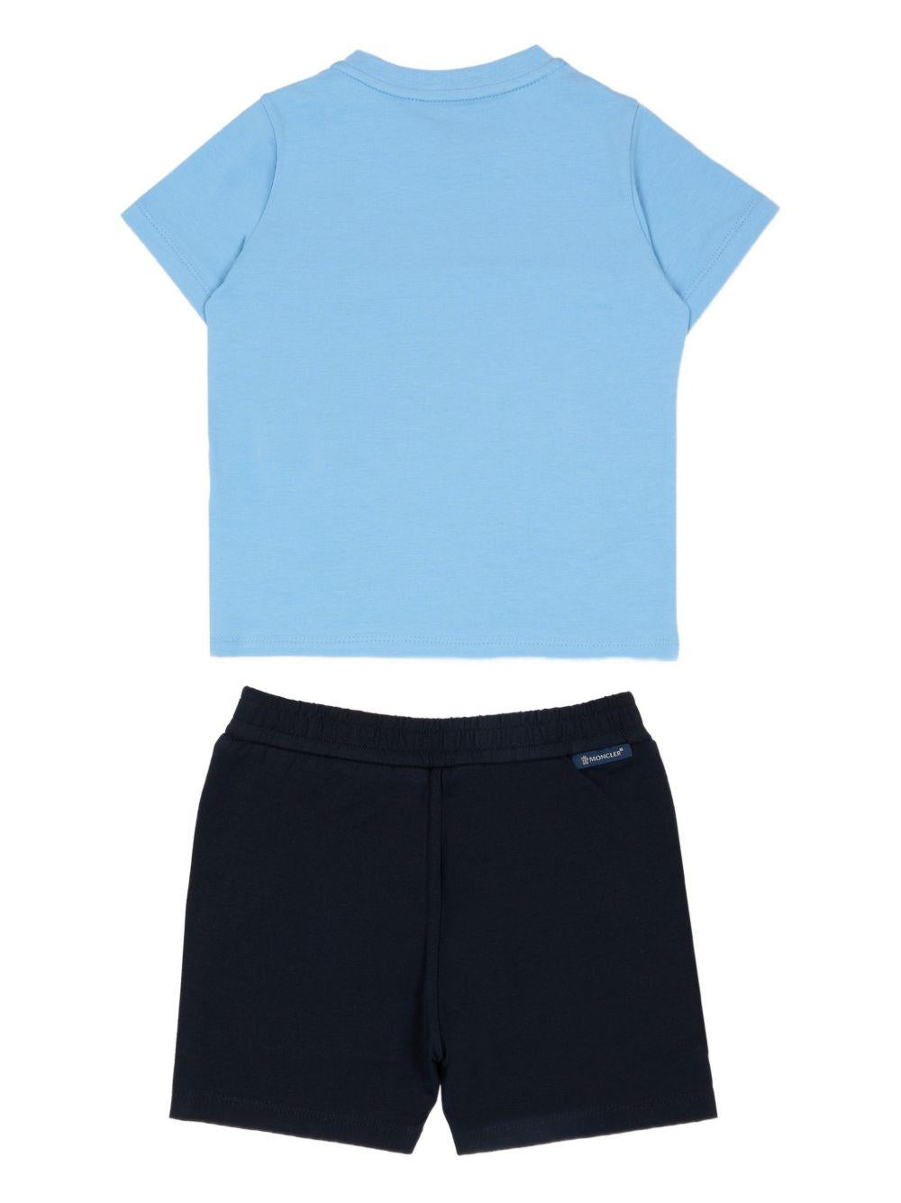 Set t-shirt e shorts per neonato Moncler Enfant multicolore con stampa logo sul davanti L19518M0000989AUM F77 MONCLER KIDS 