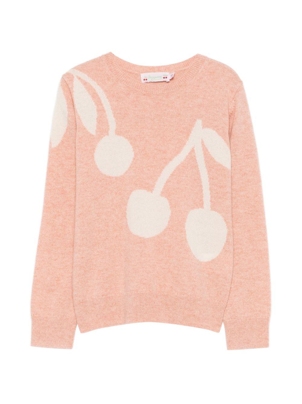 Maglione per bambina Bonpoint Kids rosa con ricamo ciliegie W06GJUK00002 025D BONPOINT KIDS 
