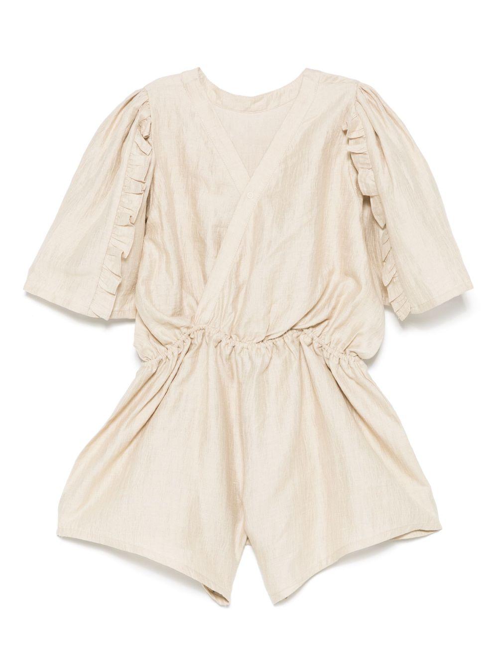 Tuta corta per bambina Donsje Femmie beige con dettagli con ruches 4092200 00007 DONSJE KIDS 