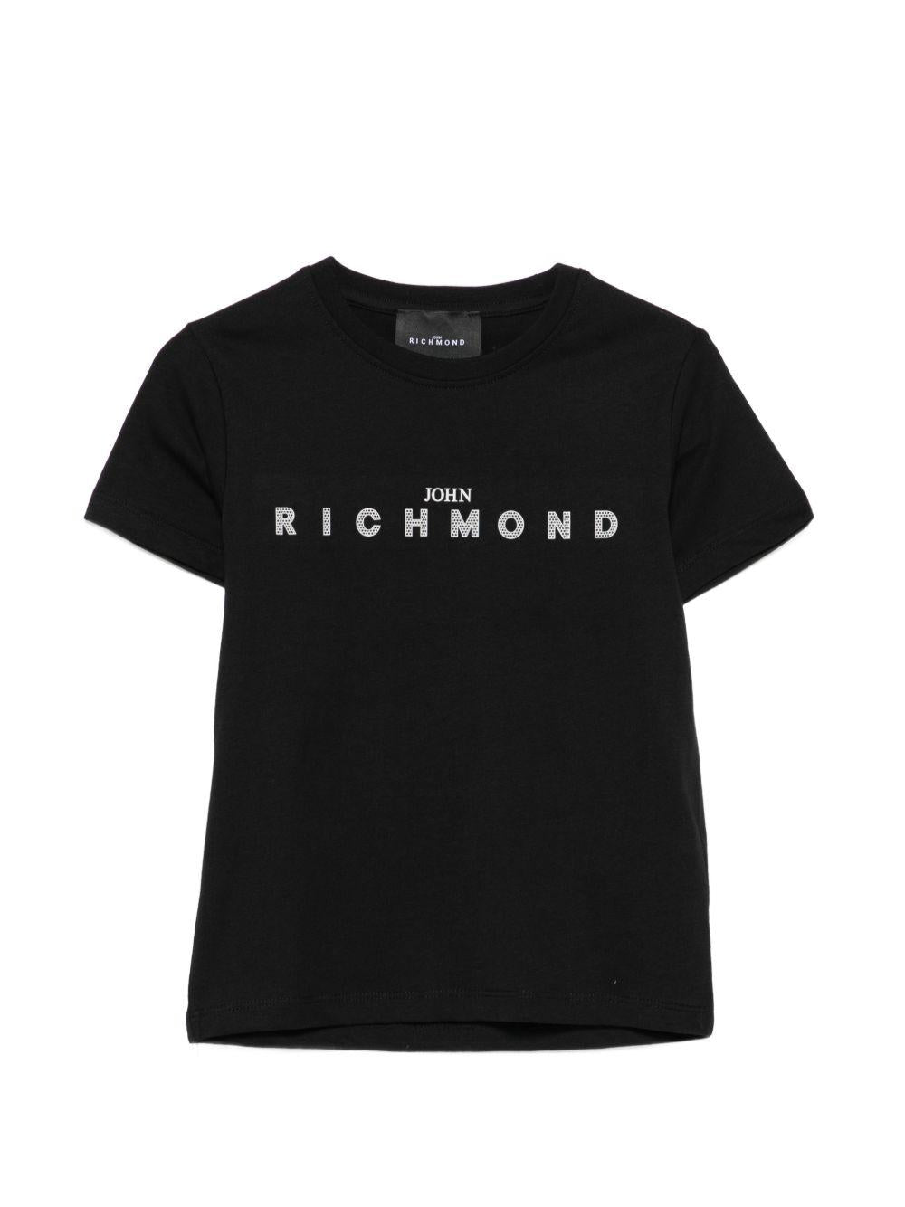 T-shirt per bambino John Richmond Junior nero con dettaglio logo RBP26008TS BLACK JOHN RICHMOND KIDS 