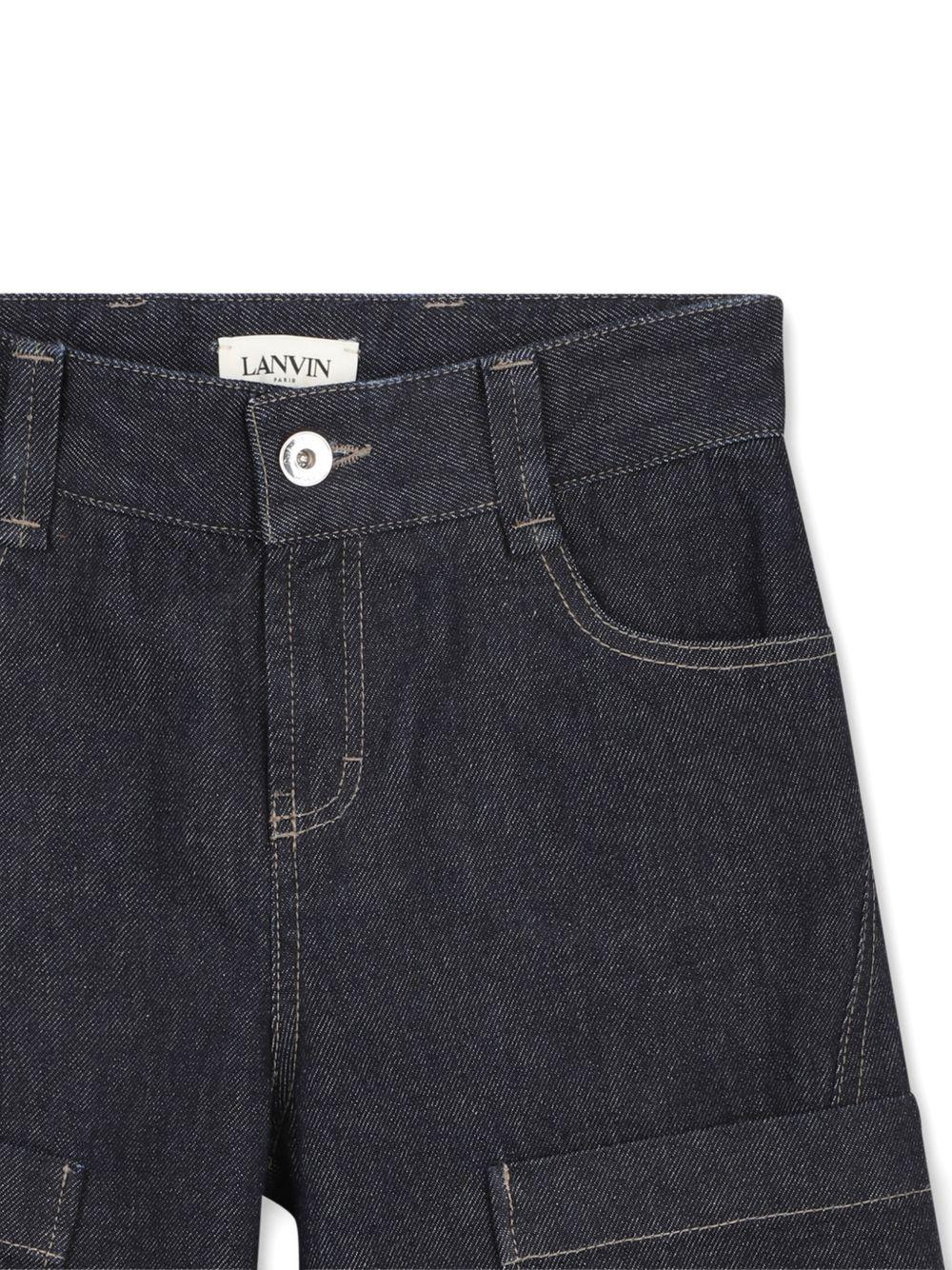Shorts per bambino Lanvin Enfant blu con dettaglio logo N30380 Z28 LANVIN KIDS 