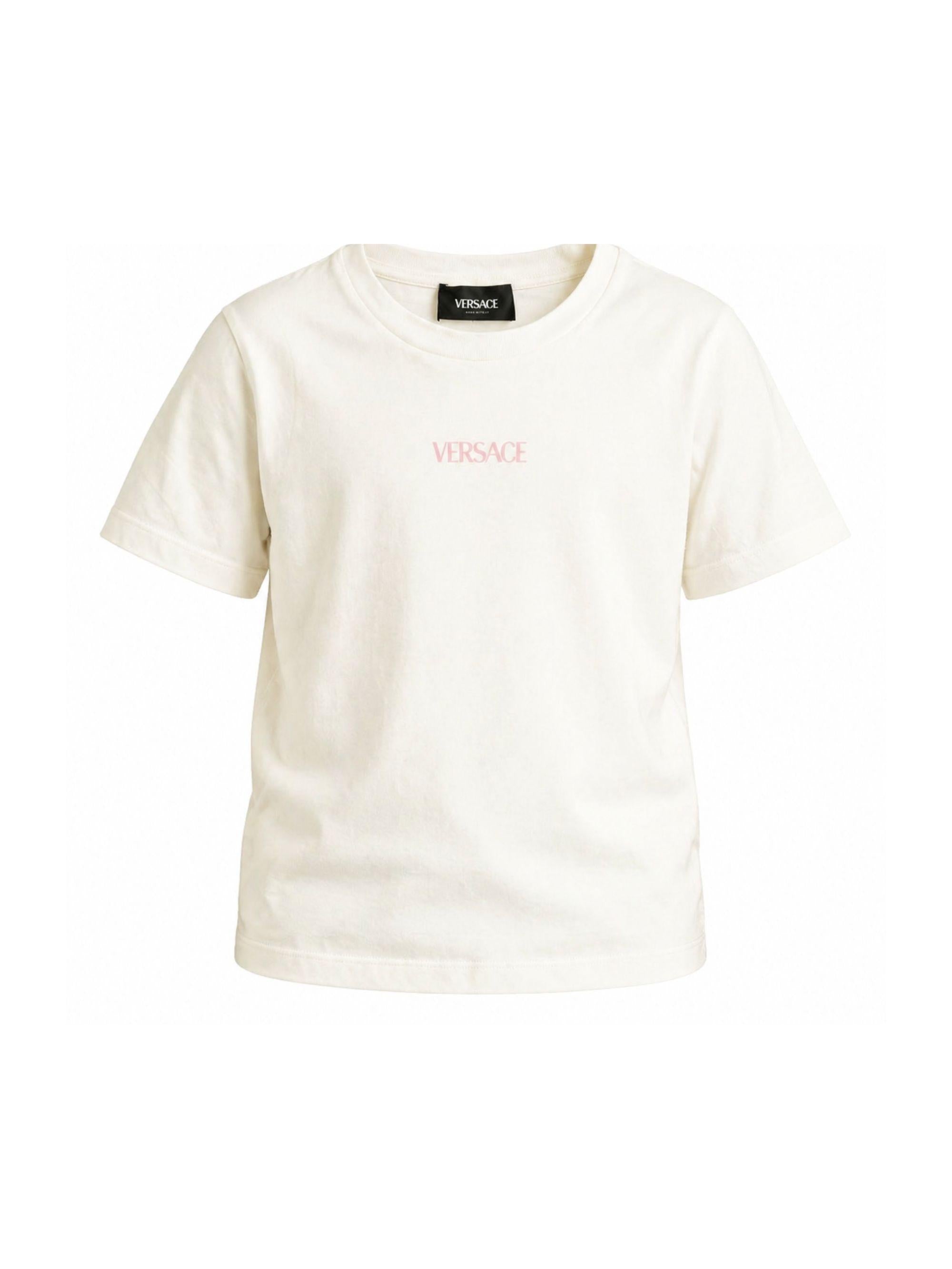 T-shirt per bambina Versace Kids bianca con stampa grafica sul retro 10183421A17235 6WK10 VERSACE KIDS 