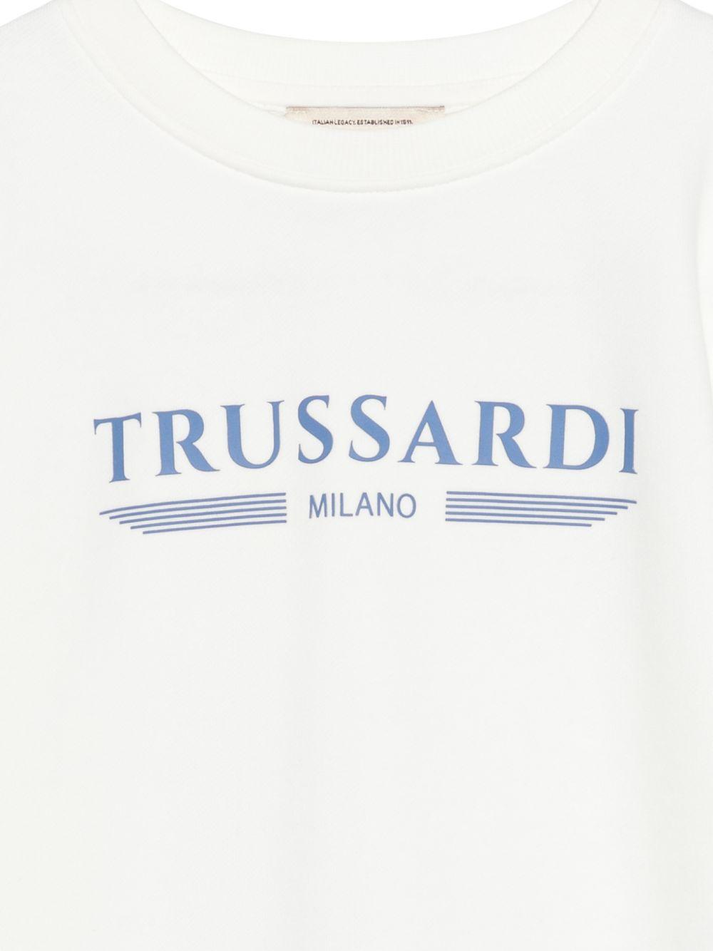 Felpa per bambino TRUSSARDI JUNIOR bianca con dettaglio logo TBP26070FE OFF-WHITE TRUSSARDI KIDS 