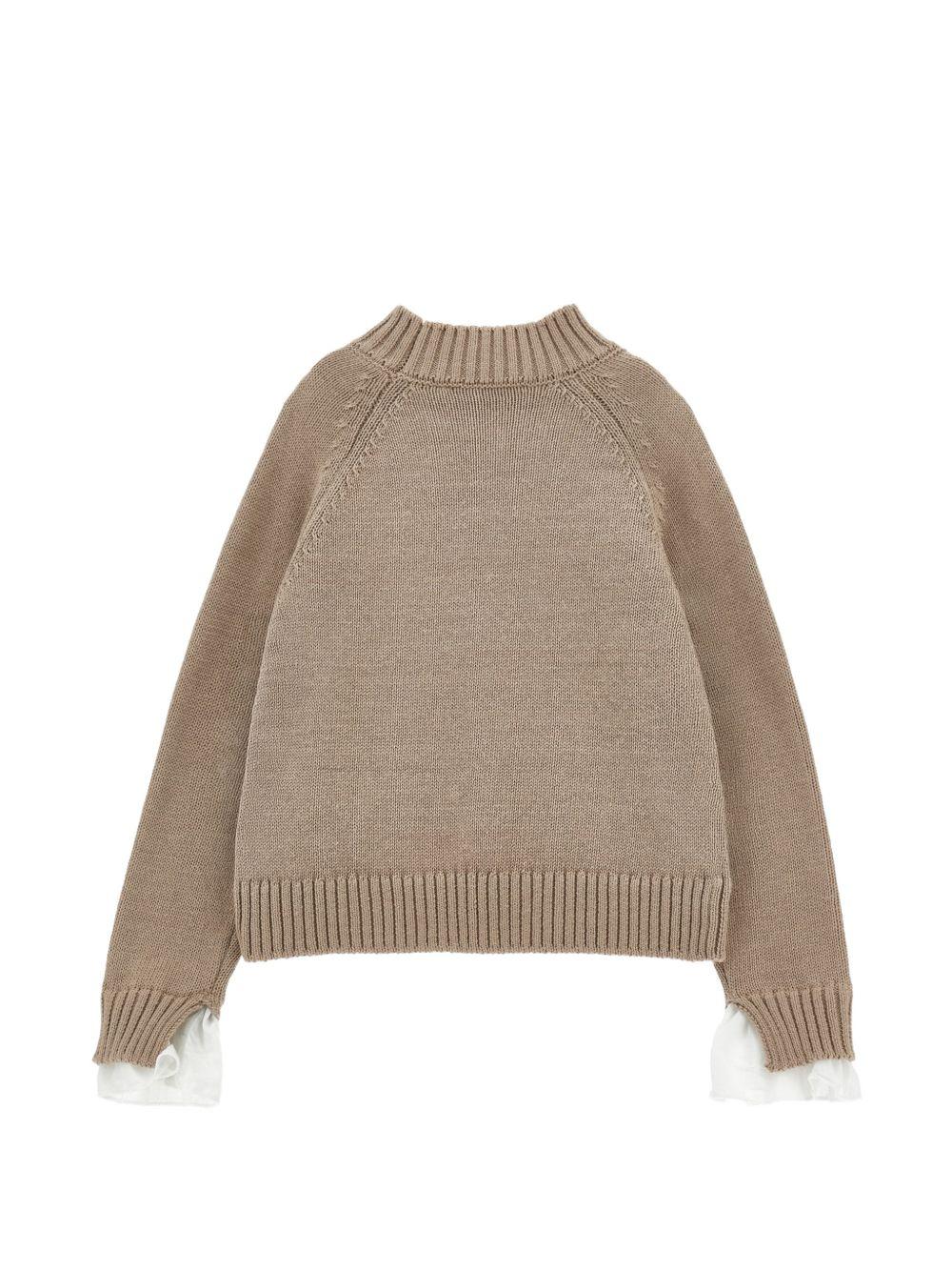 Maglione per bambina Monnalisa Kids marrone con design lavorato a maglia 17H601 8060 0003 MONNALISA KIDS 