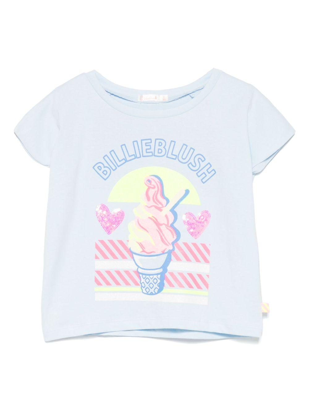 T-shirt per bambina Billieblush azzurro con stampa gelato U20954 76F BILLIEBLUSH 