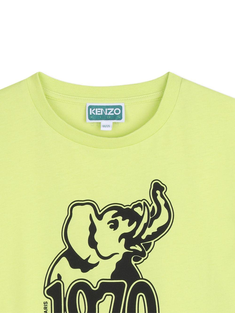 T-shirt per bambino Kenzo Kids verde lime con dettaglio sul davanti K61672 545 KENZO KIDS 