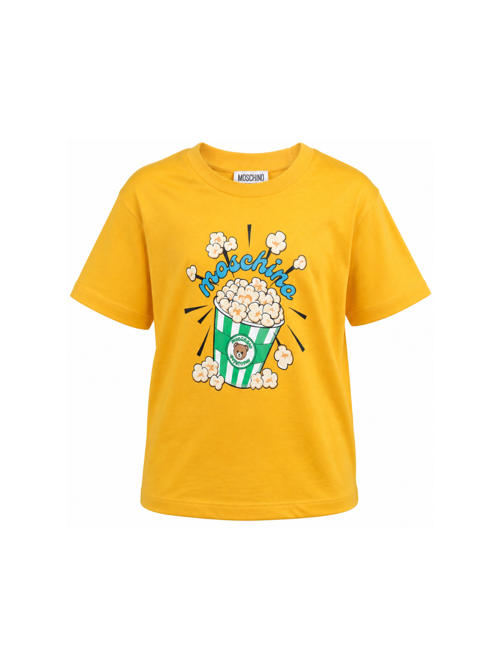 T-shirt per bambini Moschino Kids gialla con stampa grafica HRM05WLAA10 51140 MOSCHINO KIDS 