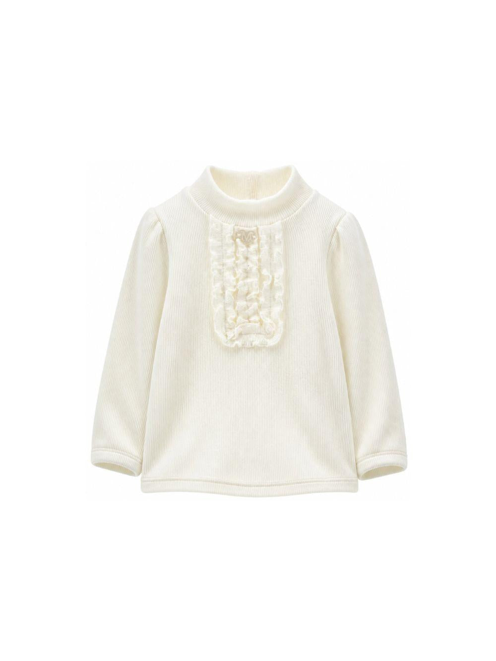 Maglione per neonata Monnalisa Kids beige con pettorina con ruches 37H617 8212 0001 MONNALISA KIDS 