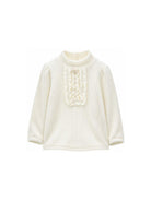 Maglione per neonata Monnalisa Kids beige con pettorina con ruches 37H617 8212 0001 MONNALISA KIDS 