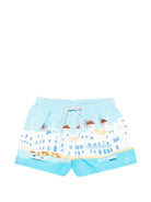 Costume da bagno per bambino MC2 Saint Barth Kids azzurro con stampa grafica Mykonos HAI0001 02284L MC2 ST. BARTH KIDS 