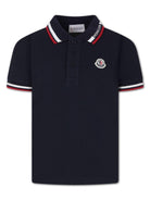 T-shirt per bambino Moncler Enfant blu con colletto stile polo L19548A000128496W 778 MONCLER KIDS 