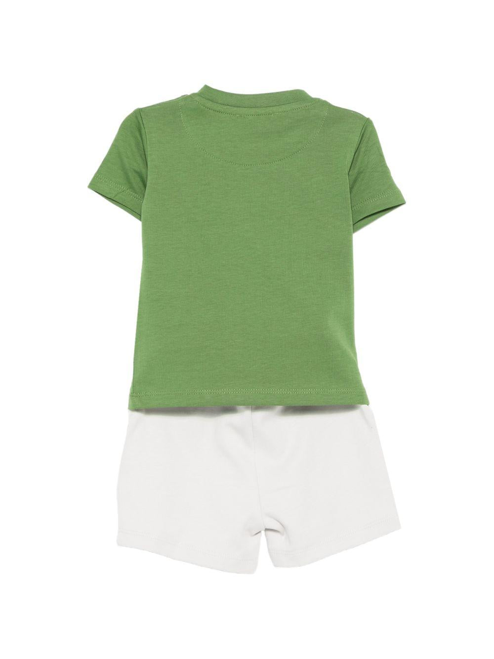 Completo t-shirt e shorts per neonati John Richmond Junior verde e grigio con dettaglio logo RIP26022CJ GREEN WB/B JOHN RICHMOND KIDS 