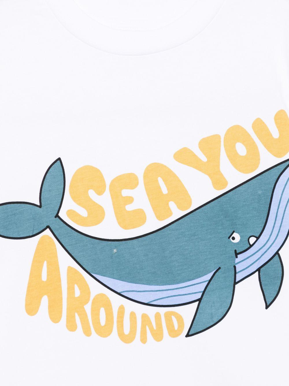 T-shirt per bambino Stella McCartney Kids bianca con stampa grafica balena TY8Q41 Z0434 100 STELLA McCARTNEY KIDS 