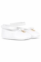 Ballerine per neonata Dolce & Gabbana Kids bianche con placca logo DK0065 AB793 80001 DOLCE & GABBANA KIDS 