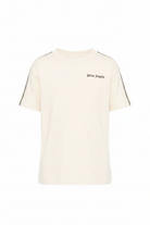 T-shirt per bambino Palm Angels Kids beige con logo sul davanti PBAA011S26JER001 092 PALM ANGELS KIDS 