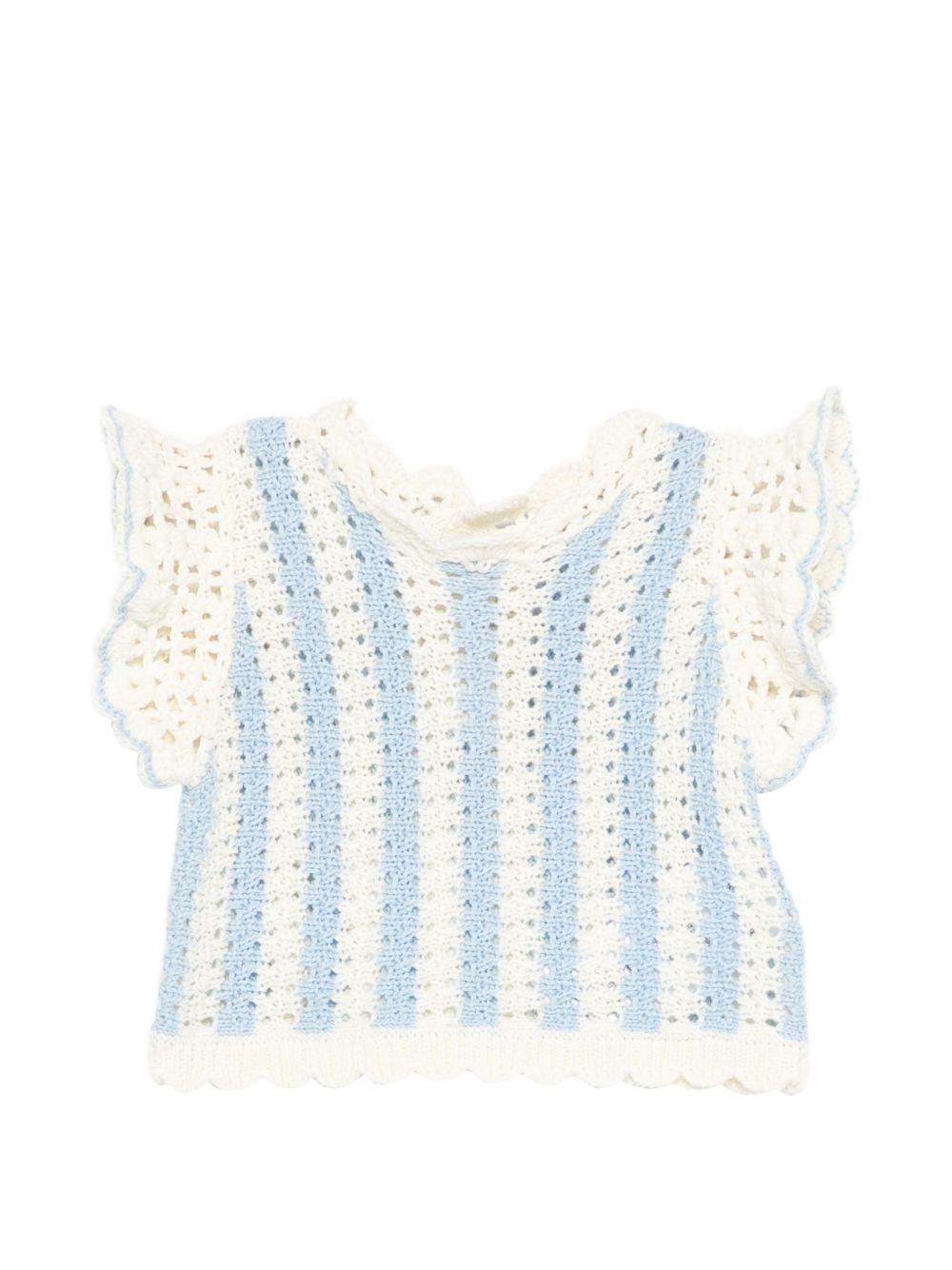 T-shirt per neonata Louise Misha Kids multicolor con lavorazione a uncinetto FRC-S26-T0148 BLUE LOUISE MISHA 