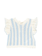 T-shirt per neonata Louise Misha Kids multicolor con lavorazione a uncinetto FRC-S26-T0148 BLUE LOUISE MISHA 