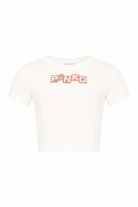 T-shirt per bambina Pinko Kids bianca con stampa logo KFTS038CJEO17 0987 PINKO KIDS 