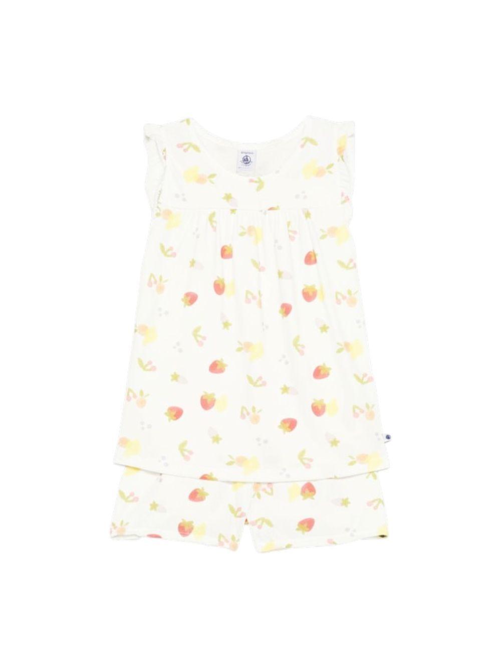 Pigiama per bambina Petit Bateau bianco con stampa fruttata A0F86 01 PETIT BATEAU 