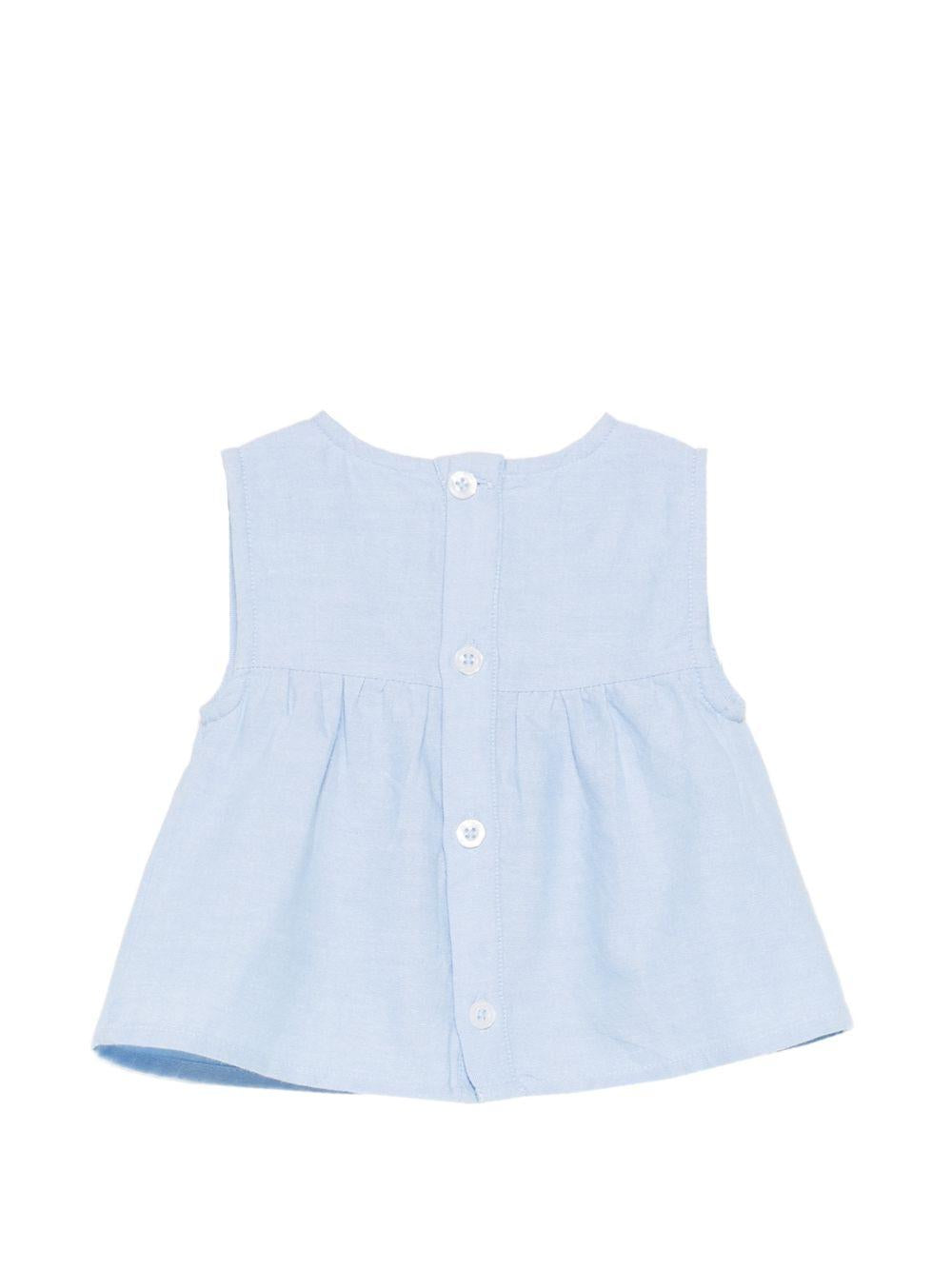 Camicia Malaya per neonata Louise Misha azzurra con ricami floreali FRI-S26-B0057 BLUE LOUISE MISHA KIDS 