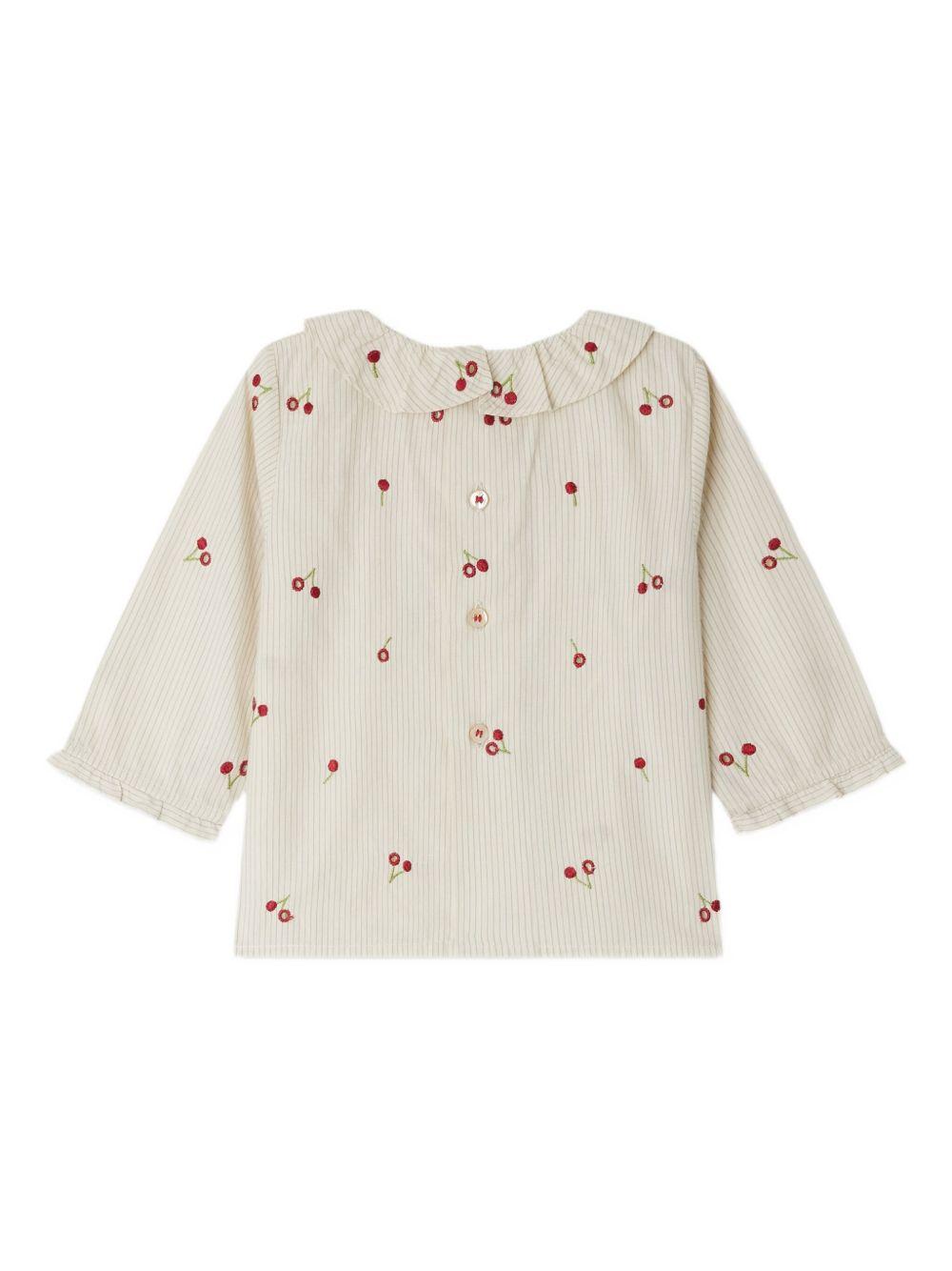 Blusa per neonata Bonpoint bianco con ricamo con ciliegie W05XBLW00006 151E BONPOINT 