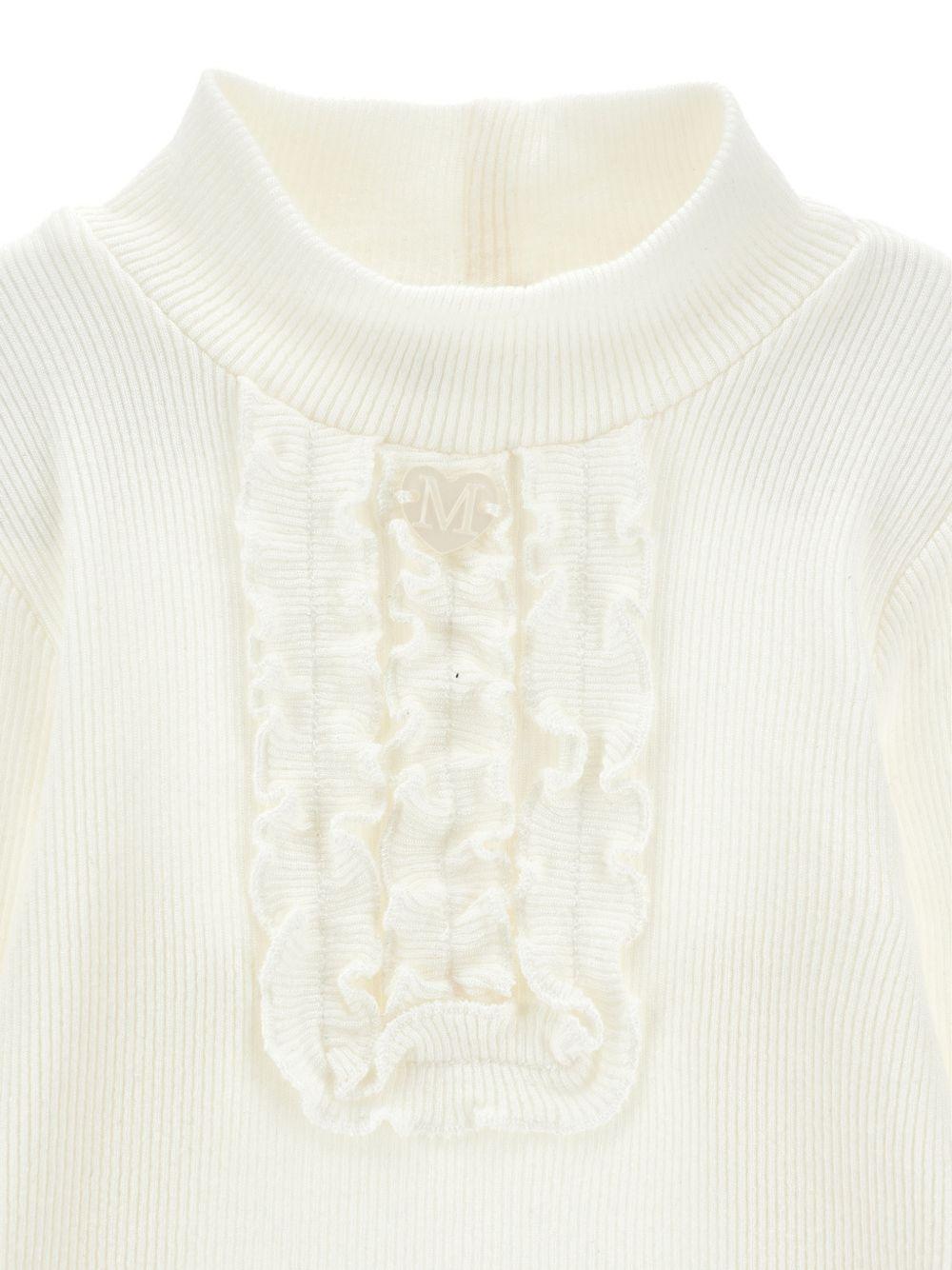 Maglione per bambina Monnalisa Kids beige con pettorina con ruches 37H617 8212 0001 MONNALISA KIDS 