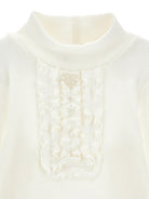 Maglione per bambina Monnalisa Kids beige con pettorina con ruches 37H617 8212 0001 MONNALISA KIDS 