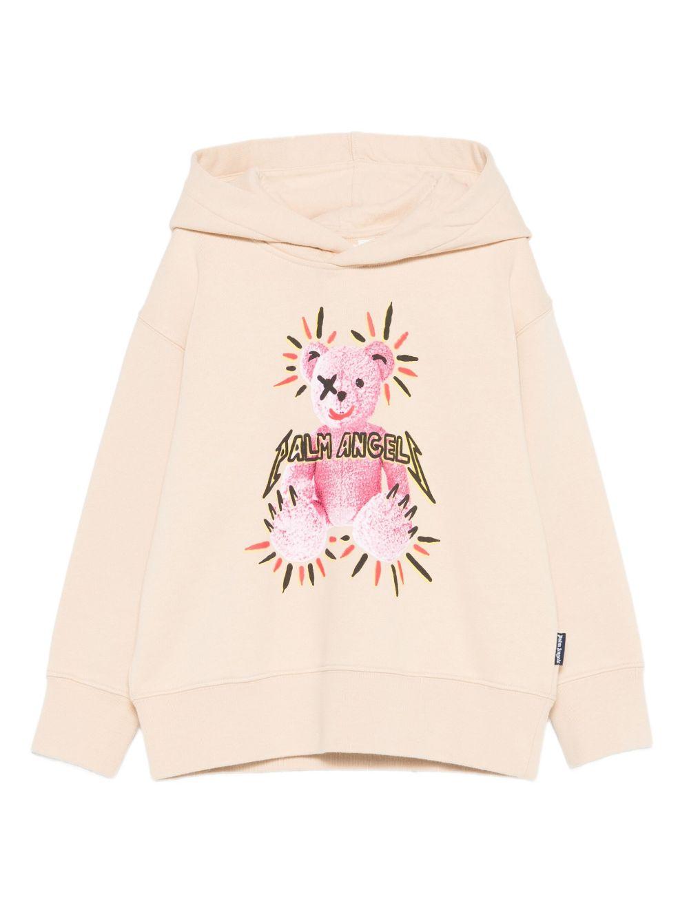 Felpa per bambina Palm Angels Kids beige con stampa Teddy e cappuccio PGBB015F25FLE003 613B PALM ANGELS KIDS 
