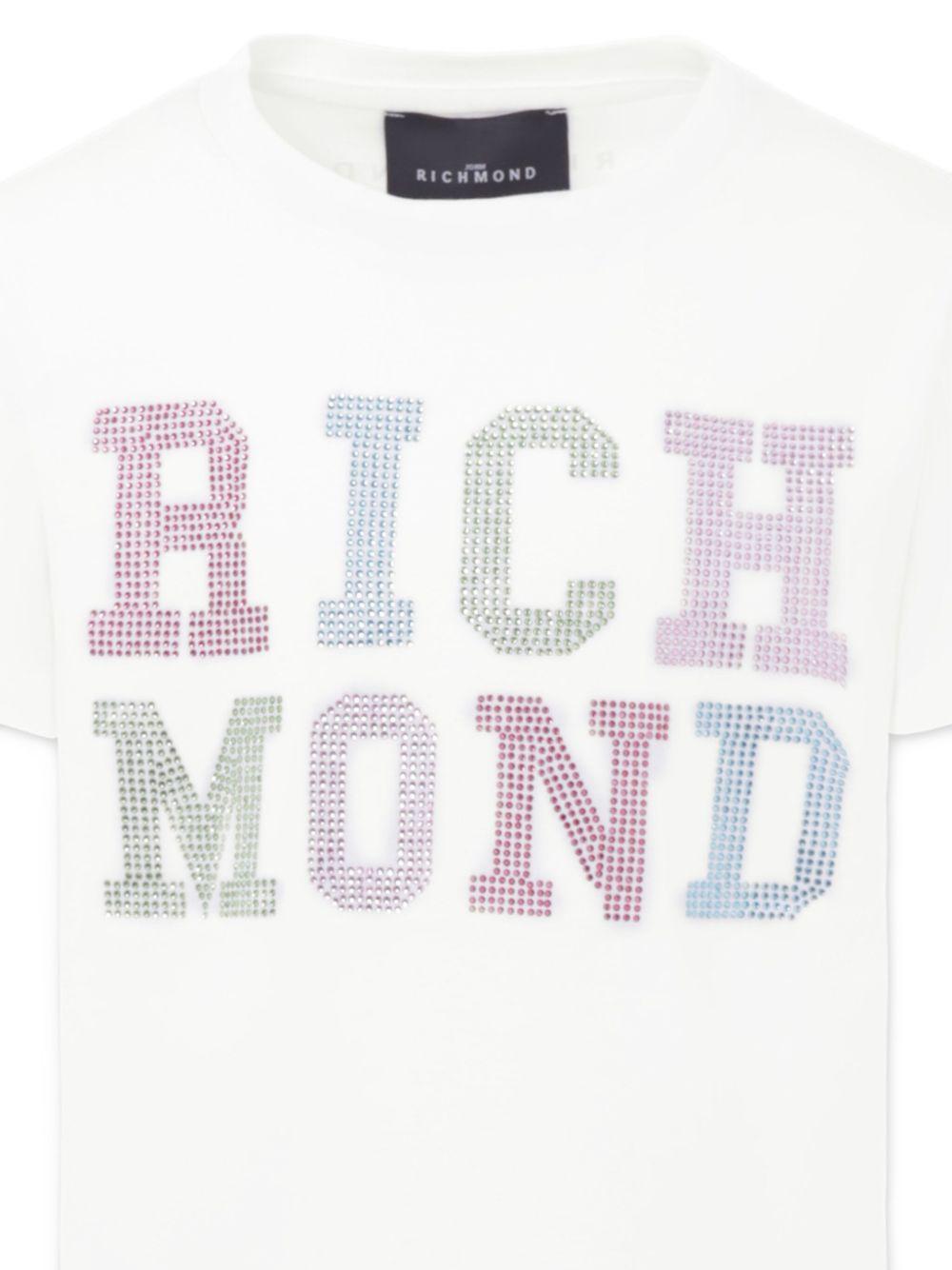 T-shirt per bambina John Richmond Junior bianco con logo e orlo dritto RGP25205TS WHITE JOHN RICHMOND JUNIOR 