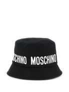 Cappello da bucket per bambini Moschino Kids nero con logo HUY003LOA00 60100 MOSCHINO KIDS 